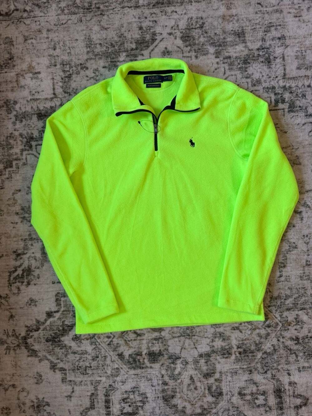 Polo Ralph Lauren Performance 1/4 Zip Fleece Size S Neon Yellow